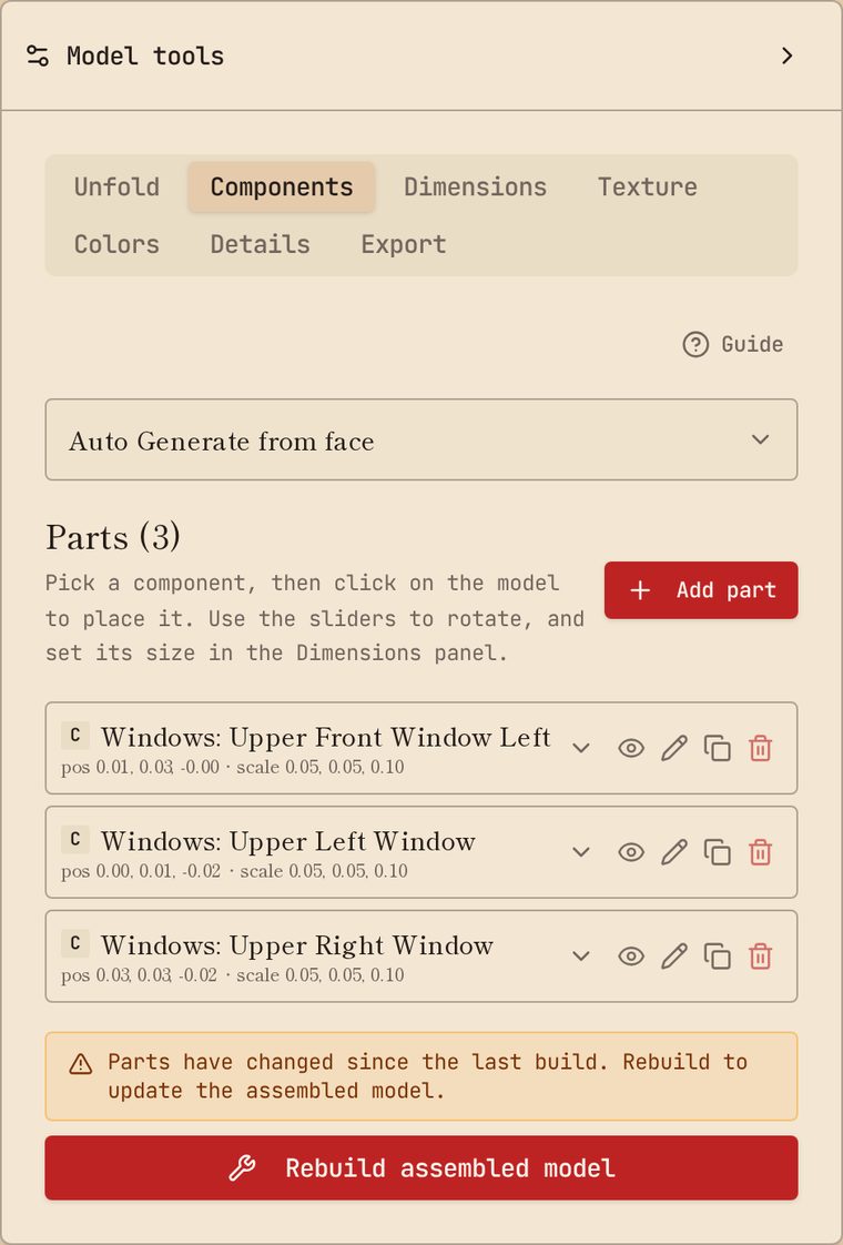 The Components tab