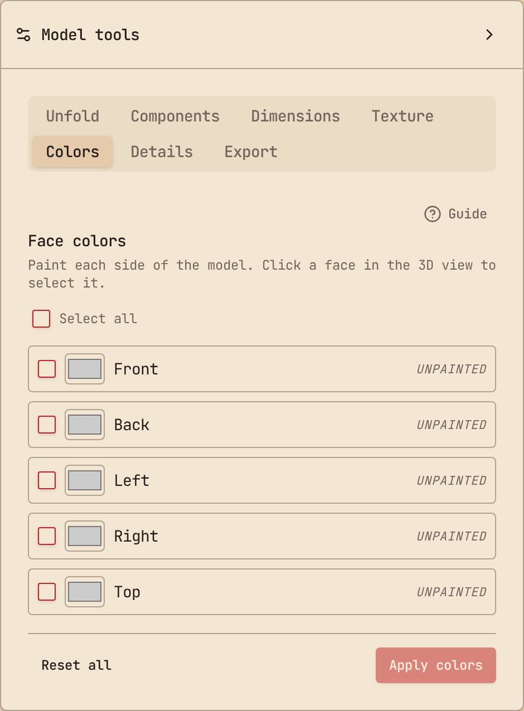 The Colors tab
