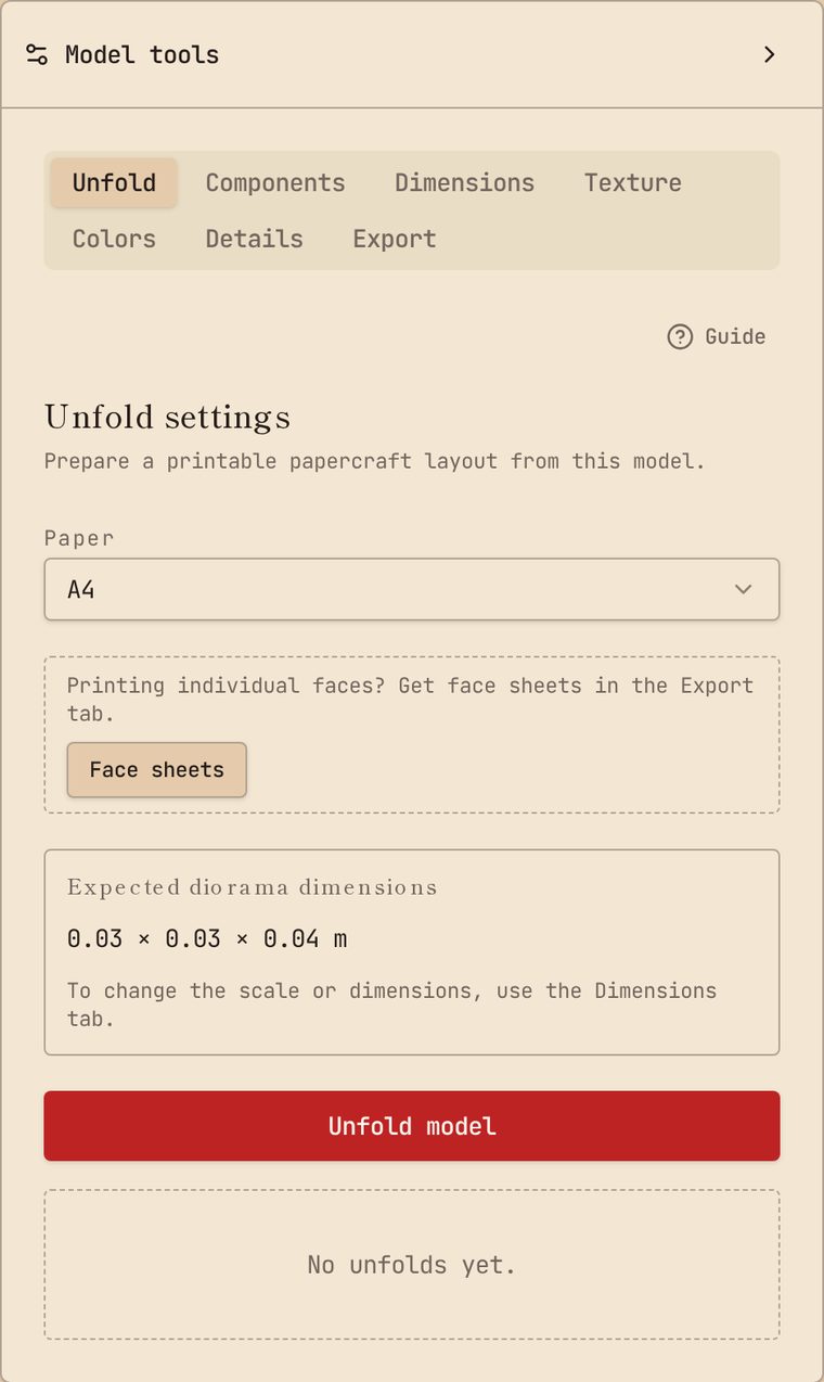 The Unfold tab