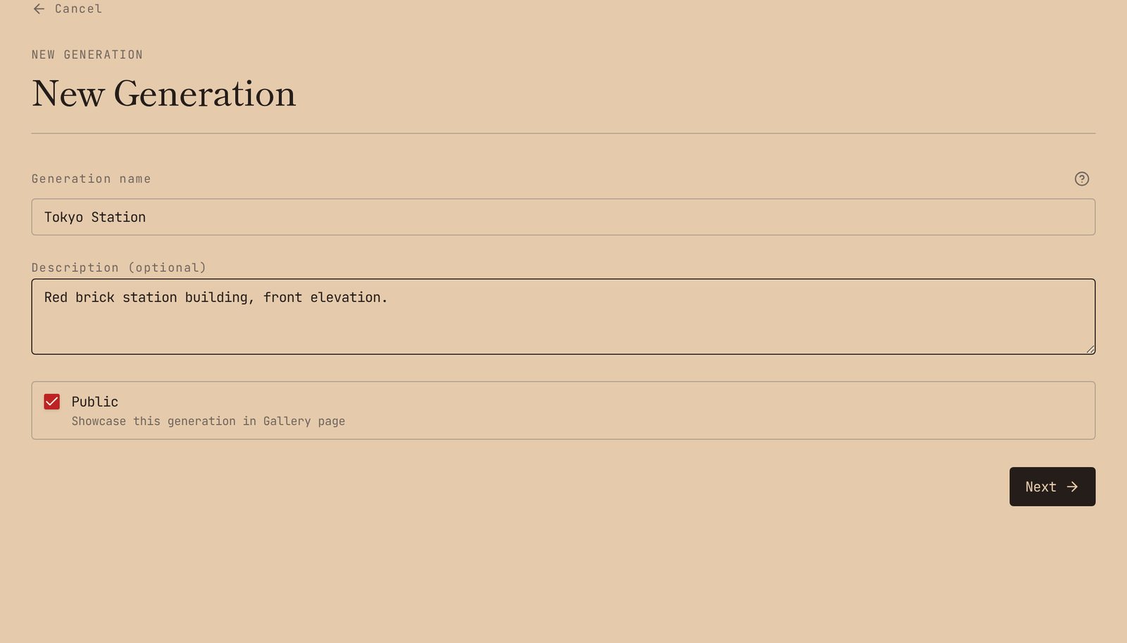 Generation name, description and visibility