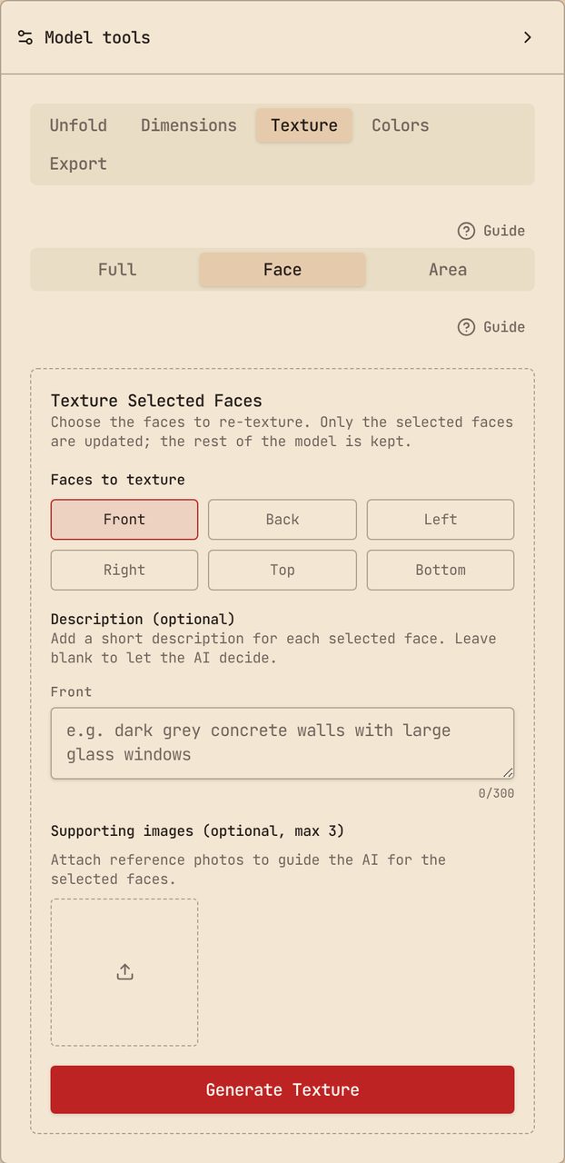 Face texture mode